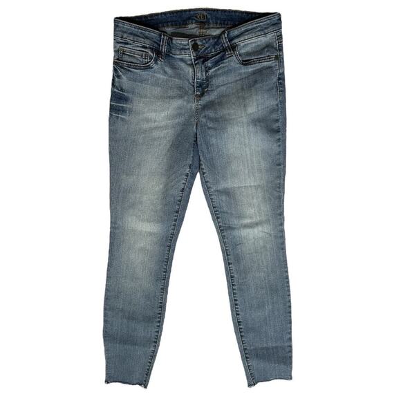KUT from the KLOTH Ankle Skinny Jeans Distressed Blue Raw Hem SP040ME3 sz 8 - Picture 1 of 9